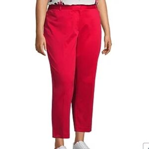 Liz Claiborne Plus Red Emma Mid Rise Slim Fit Ankle Pant 18